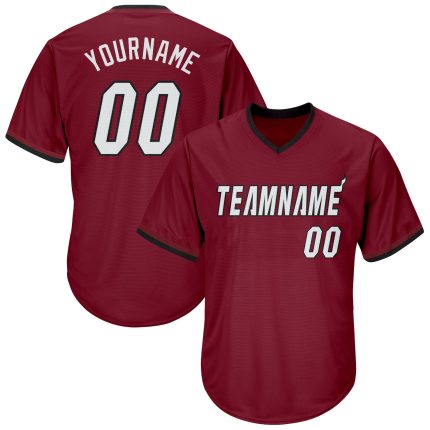 Custom Crimson White Black Throwback Baseball Jersey Shirt for Men Personalized Crimson White-Black Throwback Rib-Knit Baseball
