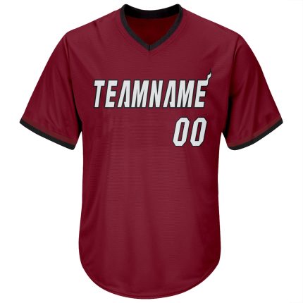 Custom Crimson White Black Throwback Baseball Jersey Shirt for Men Personalized Crimson White-Black Throwback Rib-Knit Baseball