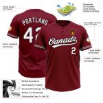 Custom Name and Number Unisex Softball Jersey - Personalized Crimson White-Black Two-Button Design Personalized Crimson White-Black