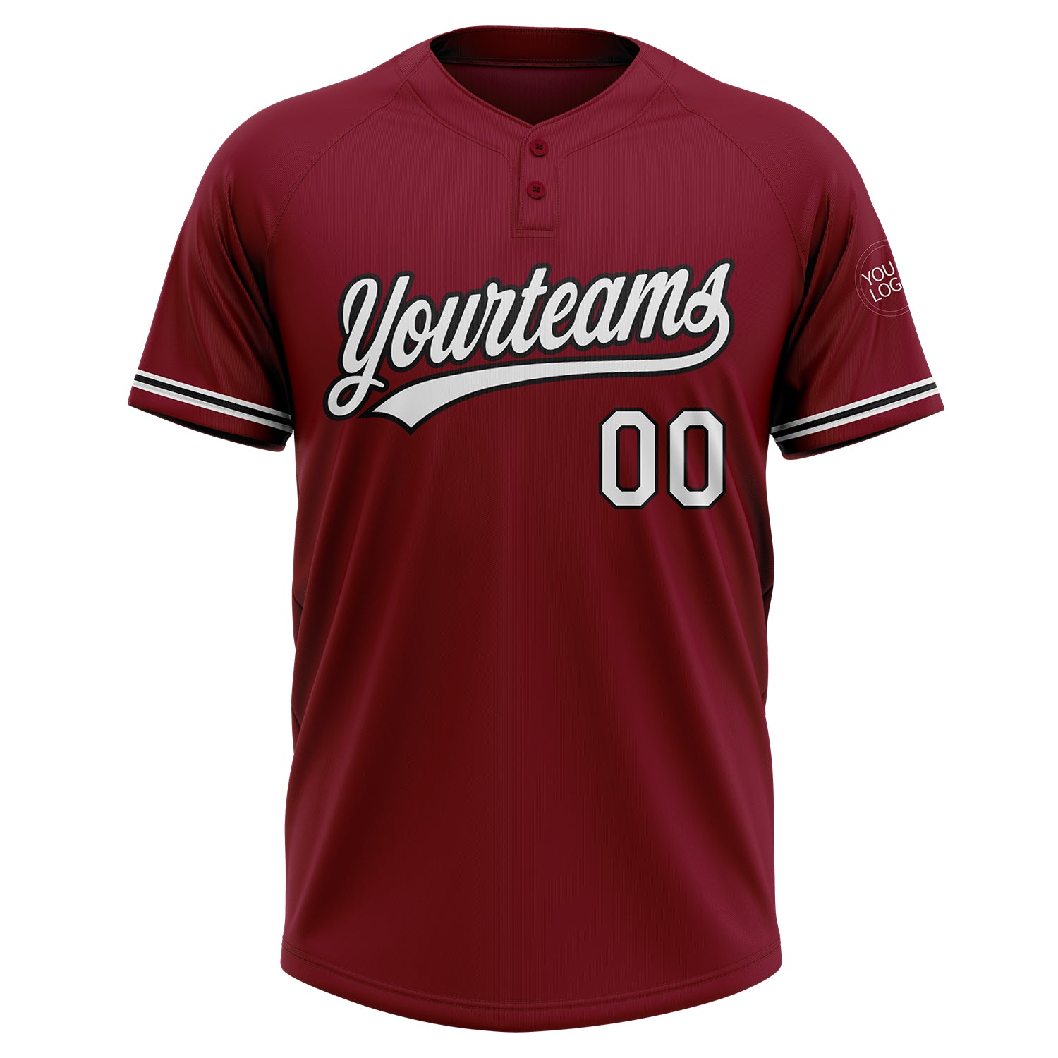 Personalized Crimson White-Black Two-Button Unisex Softball Jersey Team Custom Name and Number Custom Name and Number Unisex Softball Jersey - Personalized Crimson White-Black Two-Button Design Personalized Crimson White-Black - Image 2