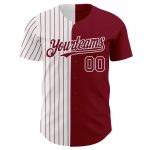 Customizable Pinstripe Baseball Jersey - Personalized Crimson White-Crimson Authentic Team Name & Number Personalized Crimson