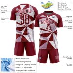 Custom Name and Number Geometric Pattern Soccer Jersey - Personalized Crimson White Sublimation Team Uniform Personalized