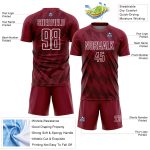 Custom Sublimation Soccer Jersey - Crimson White Geometric Shapes Design Personalized Crimson White Geometric Shapes Sublimation