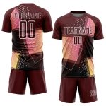 Custom Soccer Jersey with Personalized Name and Number, Crimson White Geometric Shapes Design Personalized Crimson White