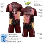 Custom Soccer Jersey with Personalized Name and Number, Crimson White Geometric Shapes Design Personalized Crimson White