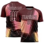 Custom Soccer Jersey with Personalized Name and Number, Crimson White Geometric Shapes Design Personalized Crimson White