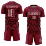 Custom Sublimation Soccer Jersey - Crimson White Geometric Shapes Design Personalized Crimson White Geometric Shapes Sublimation