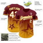 Personalized Twinkle Star Baseball Jersey with Custom Name & Number - Crimson White-Gold 3D Gradient Design Personalized