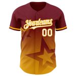 Personalized Twinkle Star Baseball Jersey with Custom Name & Number - Crimson White-Gold 3D Gradient Design Personalized
