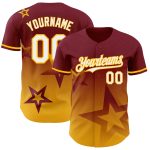 Personalized Twinkle Star Baseball Jersey with Custom Name & Number - Crimson White-Gold 3D Gradient Design Personalized