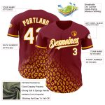 Custom Leopard Print Baseball Jersey with 3D Crimson White-Gold Fade Design - Personalized Name and Number Personalized Crimson