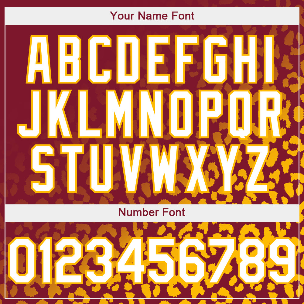 Personalized Crimson White-Gold 3D Pattern Design Leopard Print Fade Fashion Authentic Baseball Jersey Team Custom Name and Number Custom Leopard Print Baseball Jersey with 3D Crimson White-Gold Fade Design - Personalized Name and Number Personalized Crimson - Image 5