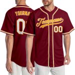 Personalized Authentic Baseball Jersey in Crimson and White-Gold Colors Personalized Crimson White-Gold Authentic Baseball