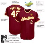 Custom Name and Number Baseball Jersey, Personalized Crimson White-Gold Authentic Design Personalized Crimson White-Gold