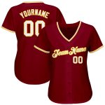 Custom Name and Number Baseball Jersey, Personalized Crimson White-Gold Authentic Design Personalized Crimson White-Gold