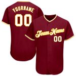 Custom Name and Number Baseball Jersey, Personalized Crimson White-Gold Authentic Design Personalized Crimson White-Gold