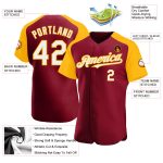 Custom Name Number Baseball Jersey in Crimson White and Gold - Authentic Raglan Sleeves Personalized Crimson White-Gold Authentic