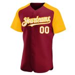 Custom Name Number Baseball Jersey in Crimson White and Gold - Authentic Raglan Sleeves Personalized Crimson White-Gold Authentic