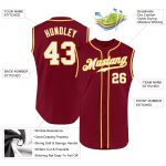 Personalized Custom Name and Number Baseball Jersey in Crimson White-Gold - Authentic Sleeveless Design Personalized Crimson