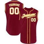 Personalized Custom Name and Number Baseball Jersey in Crimson White-Gold - Authentic Sleeveless Design Personalized Crimson