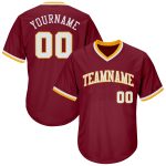 Custom Name Number Baseball Jersey Shirt - Personalized Crimson White-Gold Authentic Throwback Rib-Knit Design Personalized