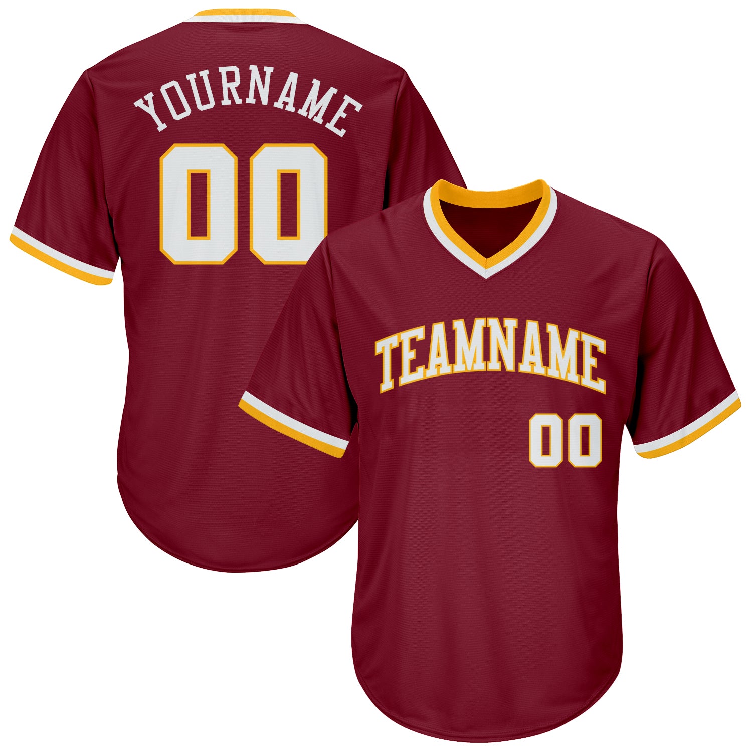 Custom Name Number Baseball Jersey Shirt - Personalized Crimson White-Gold Authentic Throwback Rib-Knit Design Personalized