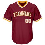 Custom Name Number Baseball Jersey Shirt - Personalized Crimson White-Gold Authentic Throwback Rib-Knit Design Personalized