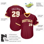 Custom Name Number Baseball Jersey Shirt - Personalized Crimson White-Gold Authentic Throwback Rib-Knit Design Personalized