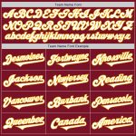 Custom Name and Number Personalized Two Tone Baseball Jersey in Crimson White-Gold Authentic Design Personalized Crimson
