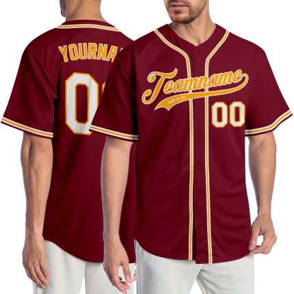 Custom Crimson White-Gold Baseball Jersey for Fans - Personalized Sports Apparel Personalized Crimson White-Gold Baseball