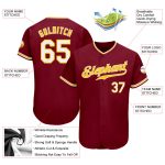 Personalized Custom Baseball Jersey in Crimson White-Gold for Men, Women, Kids - Unique Team Apparel Personalized Crimson