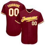 Personalized Custom Baseball Jersey in Crimson White-Gold for Men, Women, Kids - Unique Team Apparel Personalized Crimson