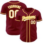 Custom Crimson White-Gold Baseball Jersey for Men, Women, Kids - Personalized Sports Apparel Personalized Crimson White-Gold