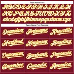 Personalized Baseball Jersey in Crimson and White-Gold for Men, Size 5 Personalized Crimson White-Gold Baseball Jersey 5