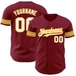 Personalized Baseball Jersey in Crimson and White-Gold for Men, Size 5 Personalized Crimson White-Gold Baseball Jersey 5