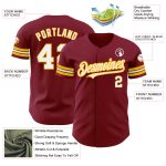 Personalized Baseball Jersey in Crimson and White-Gold for Men, Size 5 Personalized Crimson White-Gold Baseball Jersey 5
