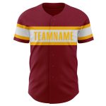 Custom Crimson and White Gold Baseball Jersey for Men - Personalized 6 Personalized Crimson White-Gold Baseball Jersey 6