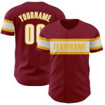 Custom Crimson and White Gold Baseball Jersey for Men - Personalized 6 Personalized Crimson White-Gold Baseball Jersey 6
