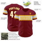 Custom Crimson and White Gold Baseball Jersey for Men - Personalized 6 Personalized Crimson White-Gold Baseball Jersey 6