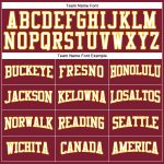 Custom Team Name Number Long Sleeve Performance T-Shirt Crimson White-Gold Personalized Apparel Personalized Crimson White-Gold