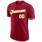 Custom Team Performance T-Shirt with Personalized Name and Number - Crimson White-Gold Personalized Crimson White-Gold Performance