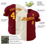 Custom Name and Number Personalized Authentic Baseball Jersey Crimson White-Gold Pinstripe Fashion Team Apparel Personalized