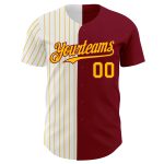 Custom Name and Number Personalized Authentic Baseball Jersey Crimson White-Gold Pinstripe Fashion Team Apparel Personalized