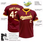 Custom Name and Number Unisex Softball Jersey in Crimson White-Gold - Personalized Two-Button Design Personalized Crimson