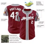 Custom Authentic Baseball Jersey in Crimson White-Gray, Personalized Name and Number, 3 Color Options Available Personalized