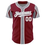 Custom Authentic Baseball Jersey in Crimson White-Gray, Personalized Name and Number, 3 Color Options Available Personalized