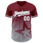Personalized Twinkle Star 3D Gradient Baseball Jersey with Custom Name & Number in Crimson White-Gray Design Personalized