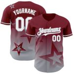 Personalized Twinkle Star 3D Gradient Baseball Jersey with Custom Name & Number in Crimson White-Gray Design Personalized