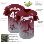Personalized Twinkle Star 3D Gradient Baseball Jersey with Custom Name & Number in Crimson White-Gray Design Personalized