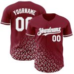 Custom Name and Number Leopard Print Baseball Jersey, 3D Crimson White-Gray Design, Authentic Fashion Team Apparel Personalized